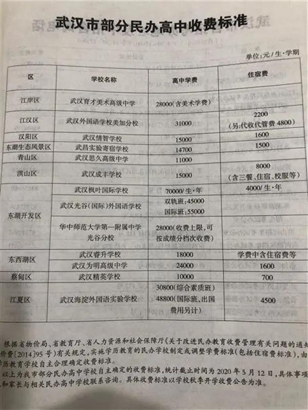 武汉民办学校今年收费涨了多少,武汉民办学费调整通知