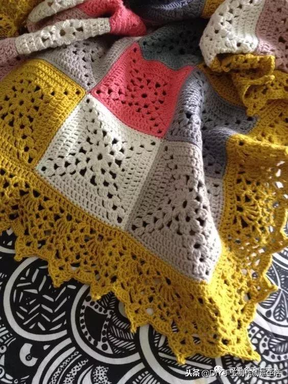 钩拼接毛毯教程,钩拼接毛毯的编织视频