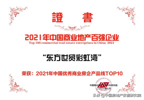 东方世贸集团：蝉联2021年度“商业地产百强企业”TOP50等奖项