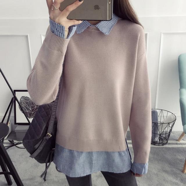 刘涛同款条纹衬衫V领毛衣假两件！彰显女人精炼贵气的独特魅力