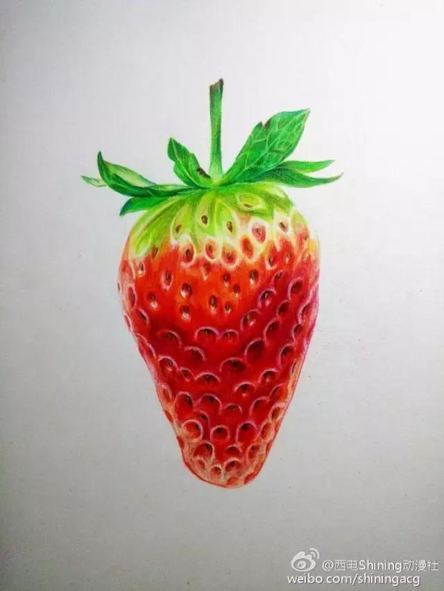 彩铅写实教学草莓,草莓蛋糕用彩铅怎么画