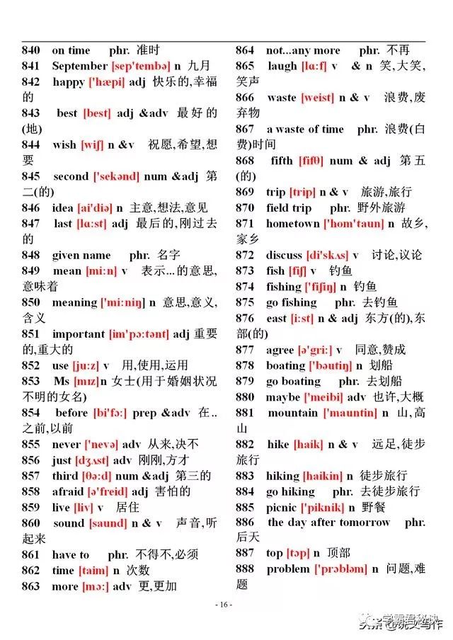 初中英语1600个单词速记表附音标,高一英语单词表音标