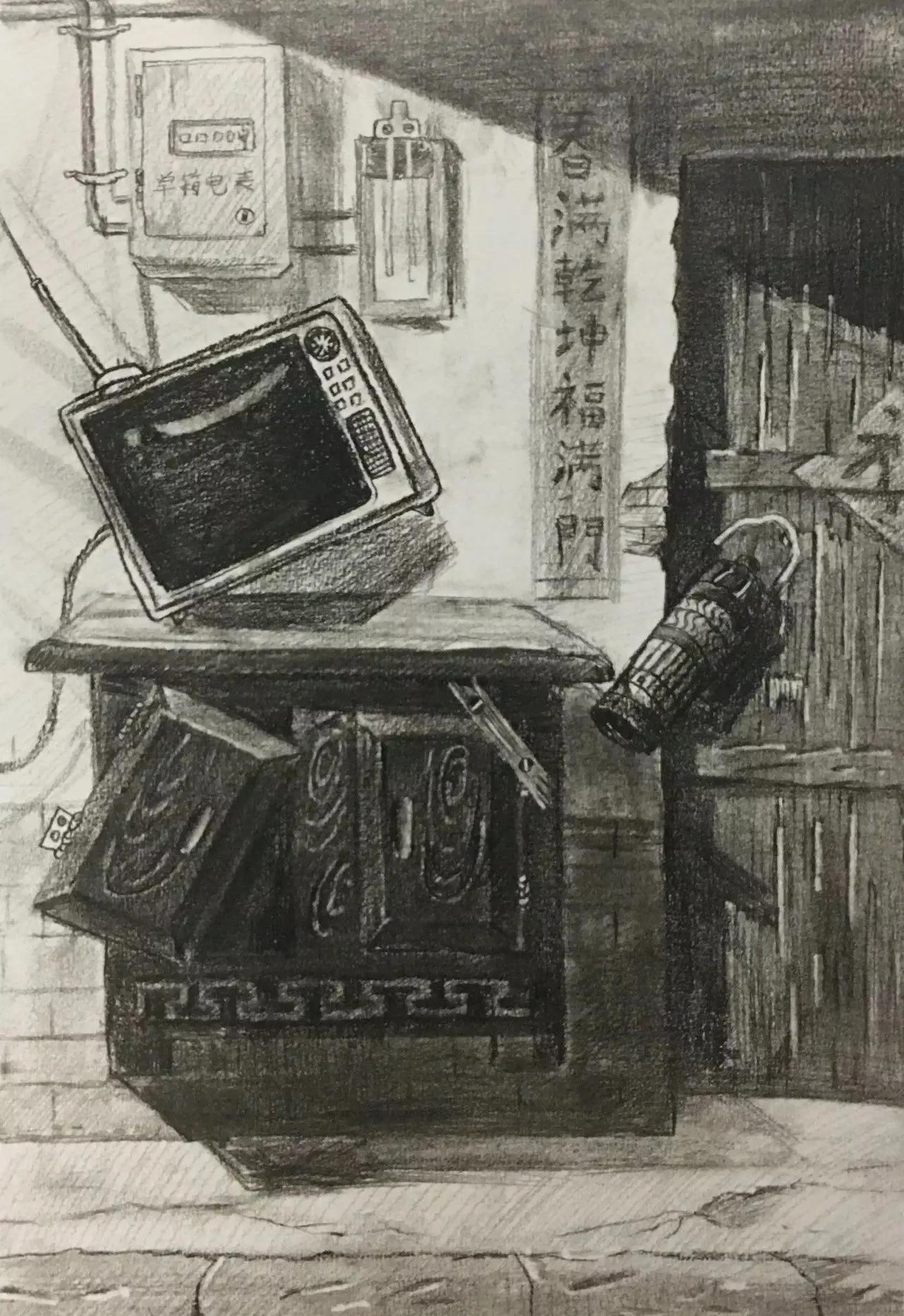 清华校考场景素描高分卷,清华素描场景高分卷技法