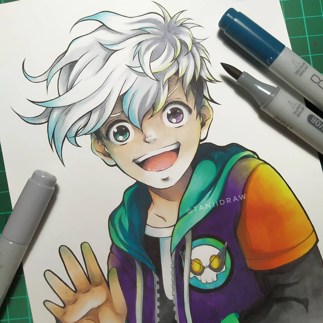 动漫60色马克笔画可爱动漫人物,touchmark马克笔手绘动漫