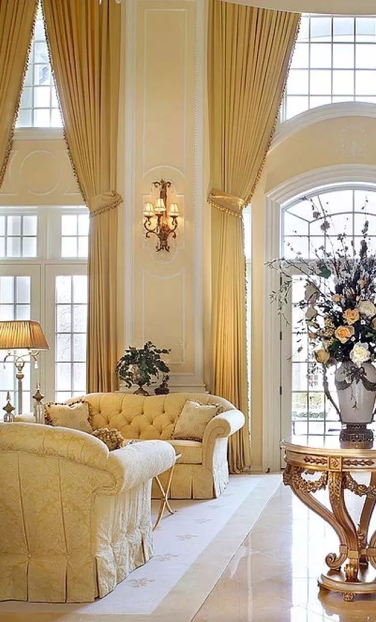 别墅客厅窗帘最新款式效果图,2020别墅窗帘