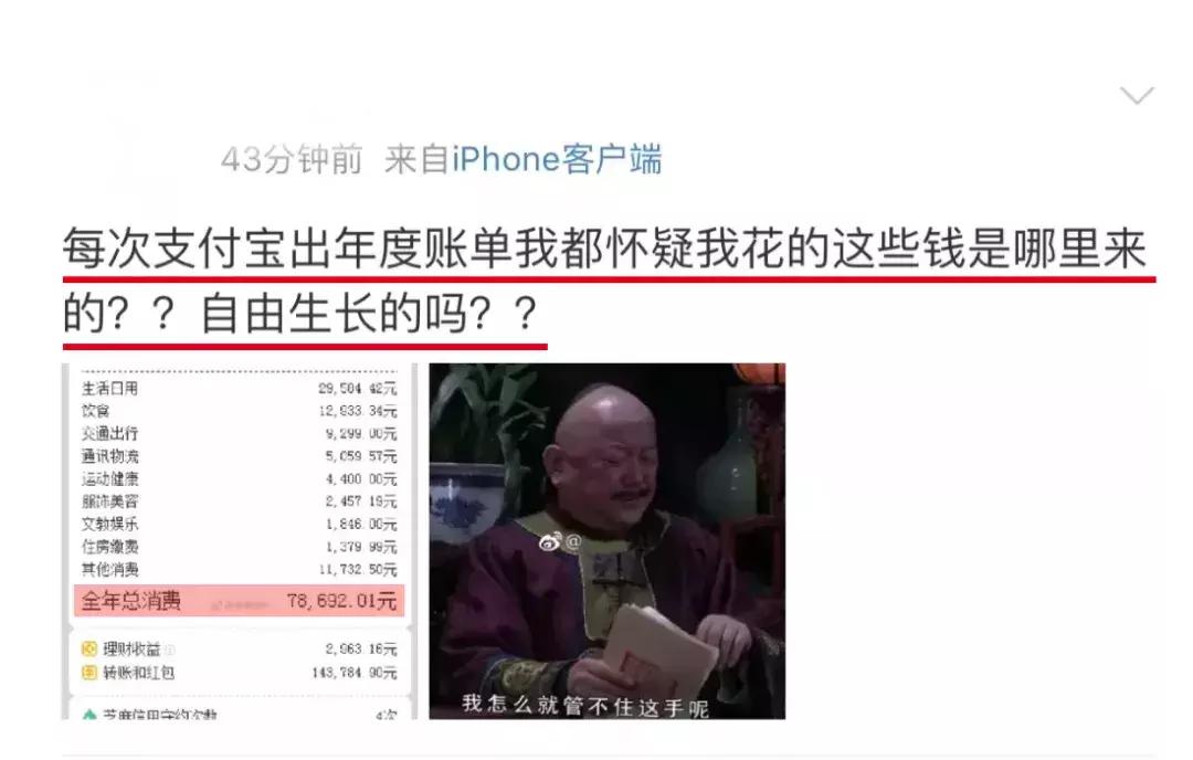 如果不是支付宝账单,我还不知道我这么有钱