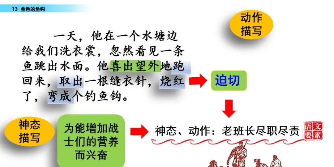 语文第15课金色的鱼钩知识点,六年级下册部编版第13课金色鱼钩