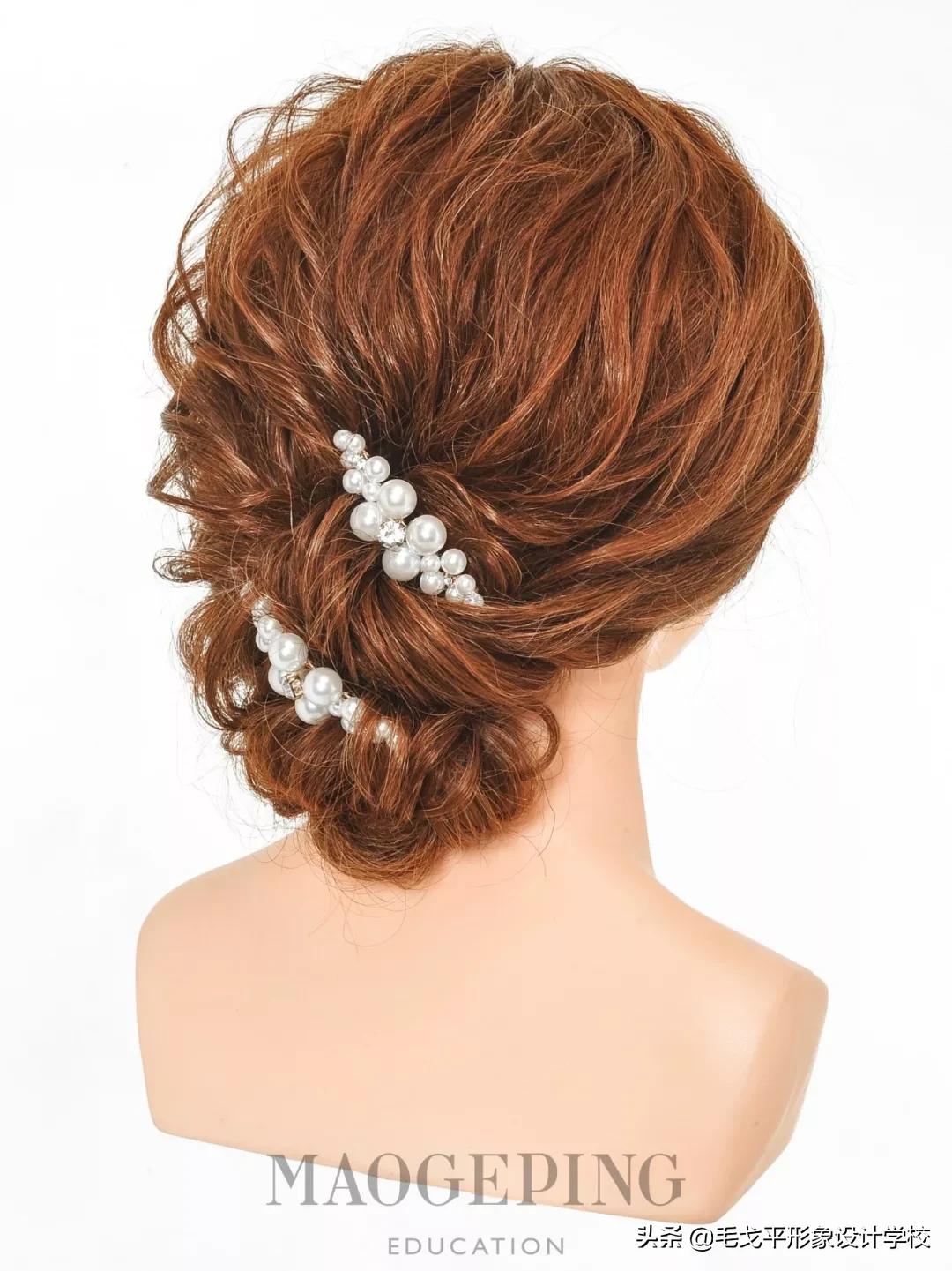 韩式齐肩盘发新娘造型,韩式扎低马尾盘发新娘