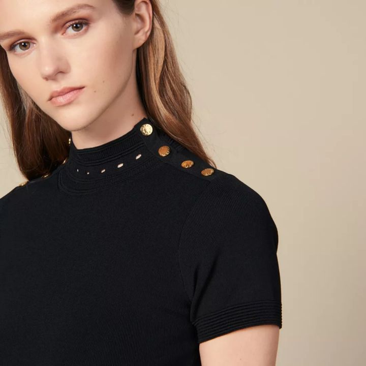 sandro18款小黑裙,法国轻奢女装sandro