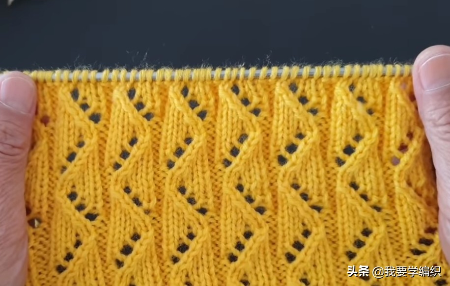 自上而下水波纹花样的编织教程,镂空波浪条编织花样