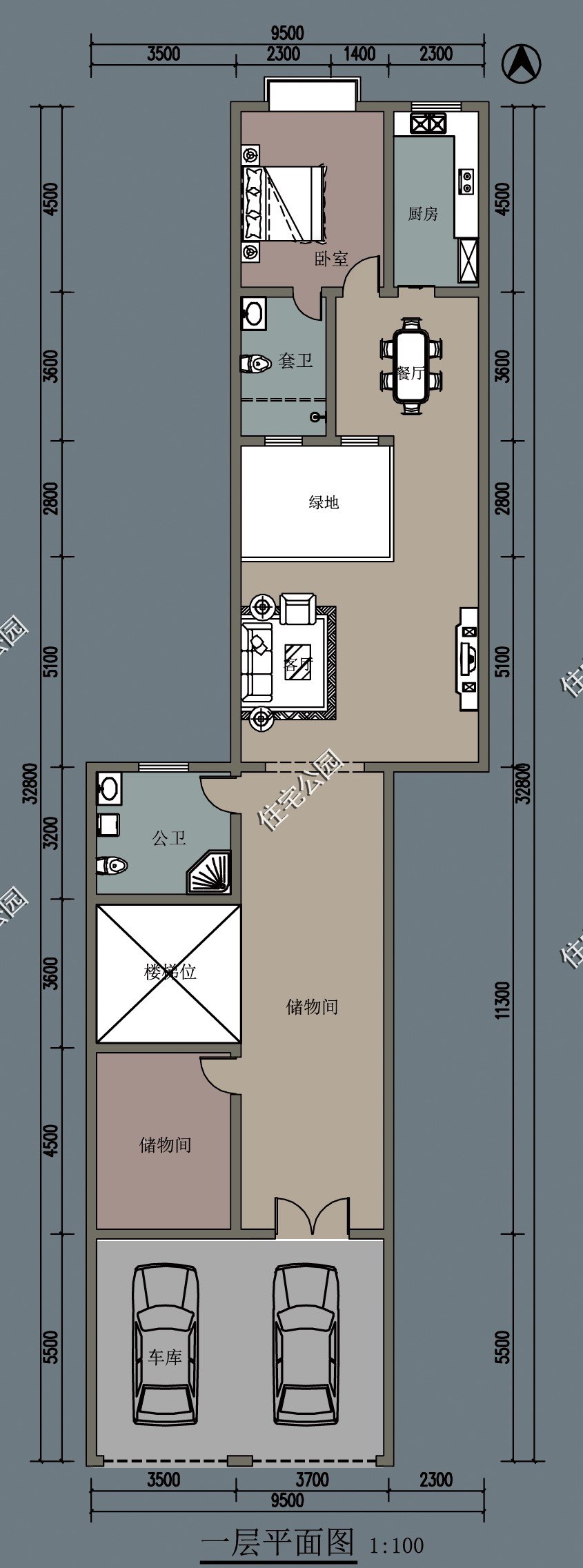 9X32米狭长宅地东西有邻,如何改造加建一层变二层?这样设计如何