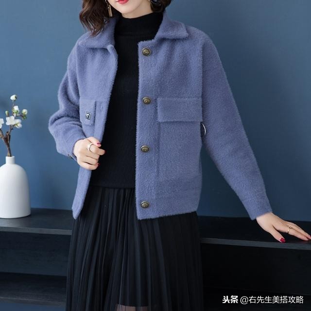 仿貂绒皮毛一体妈妈皮草,皮草仿貂绒穿搭