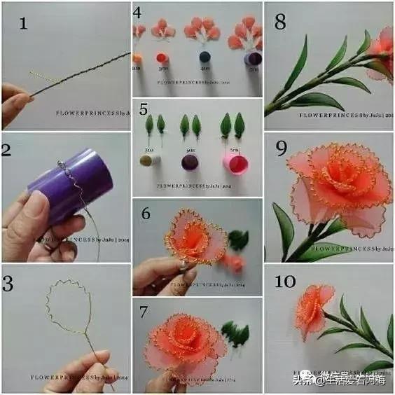 丝袜缠花做法,手工缠丝花朵制作方法
