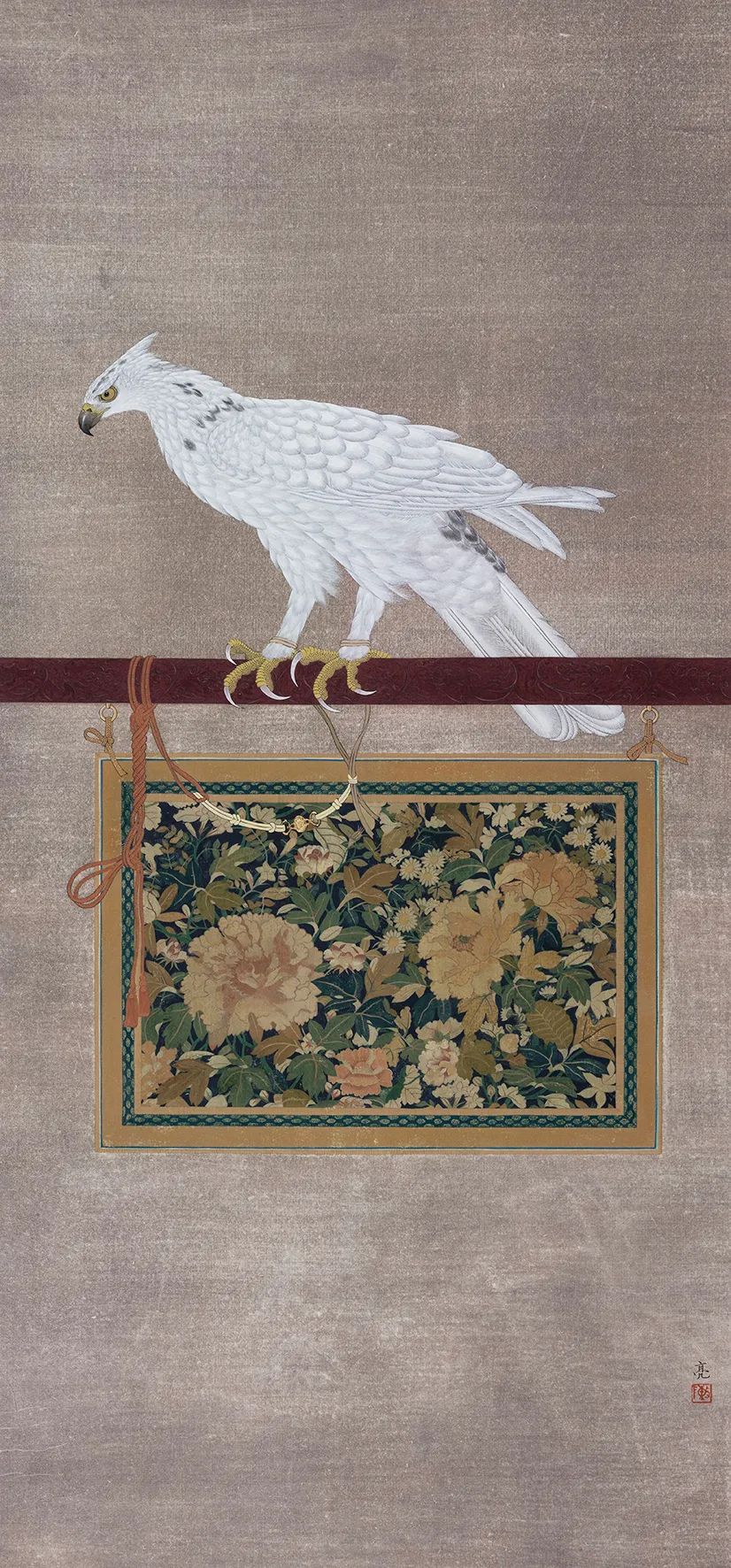 他画的鹰，严谨工致，萧疏威严