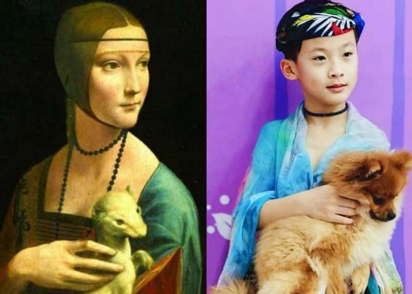 学生模仿的世界名画100幅人物,小学生模仿美术名画