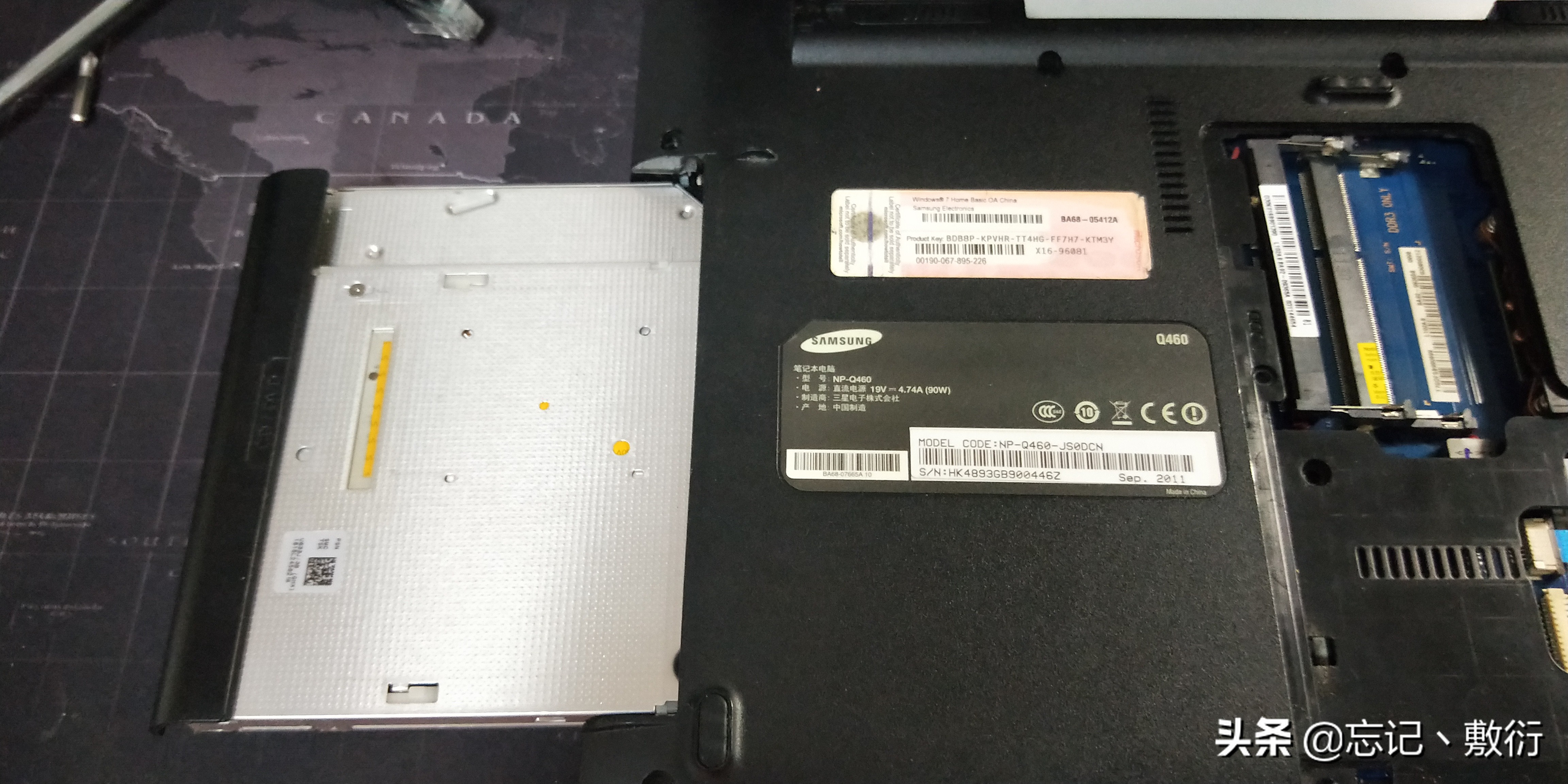 更换三星笔记本(q460)键盘,为了换个键盘把整个笔记本拆了稀碎