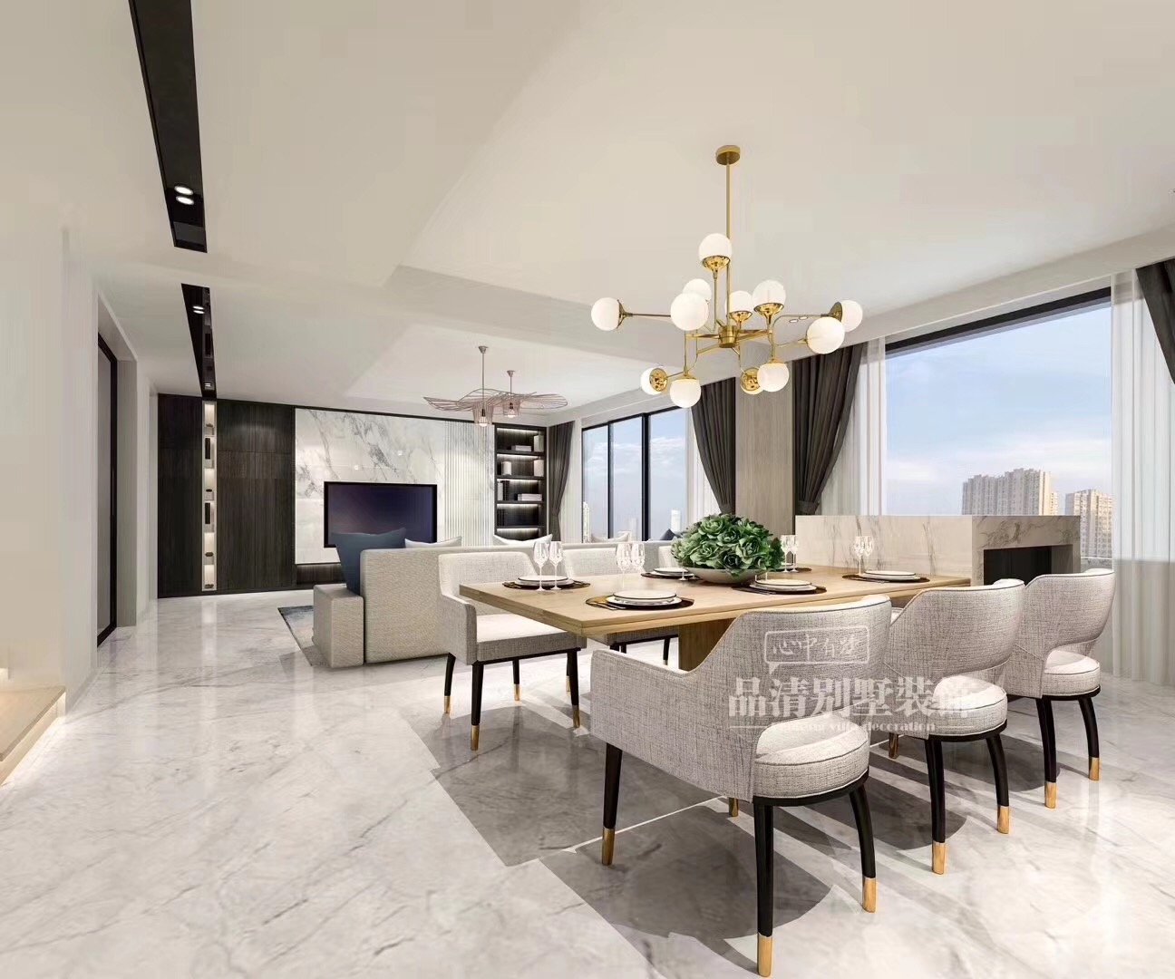 103平方轻奢简约装修,300平大户型现代简约装修图