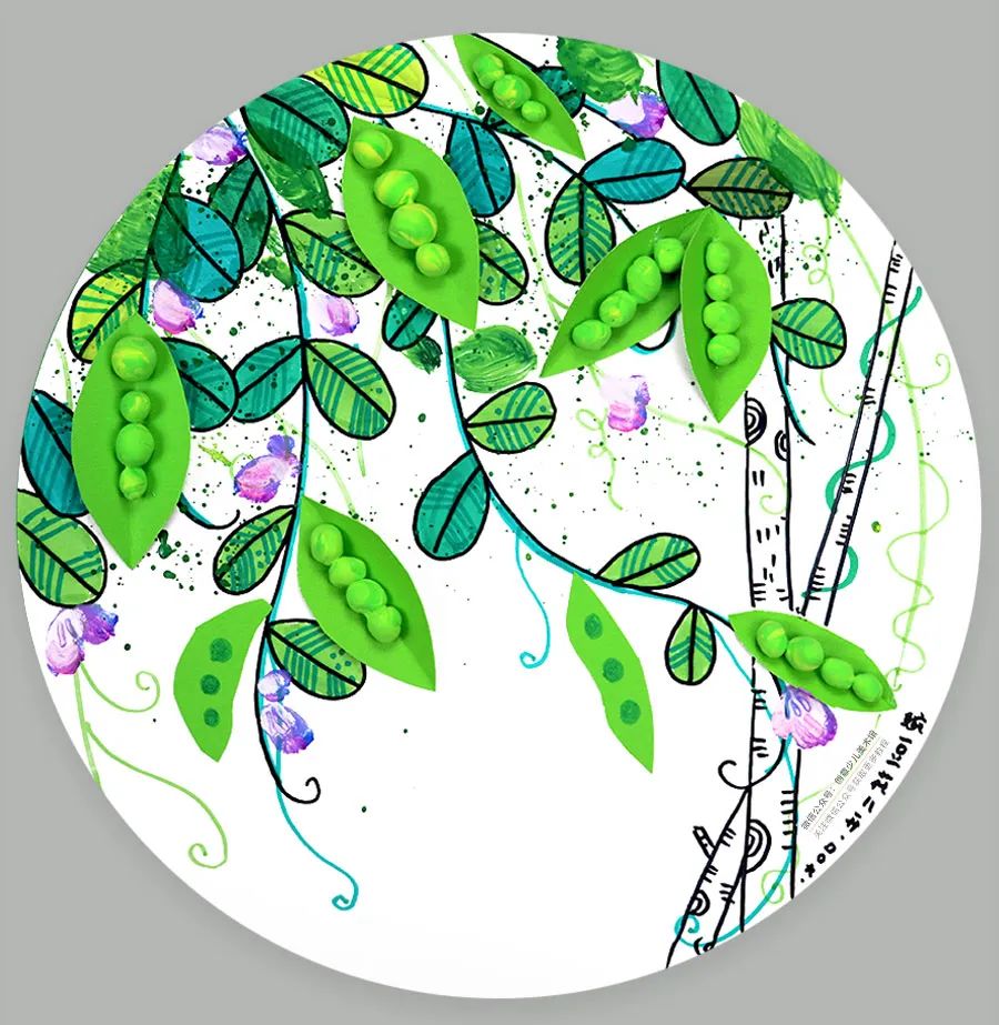 豌豆荚手工画,美术作品豌豆荚创意画小班