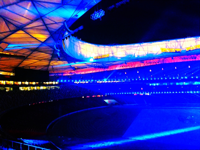 国家奥体中心灯光秀,鸟巢朝阳灯光节