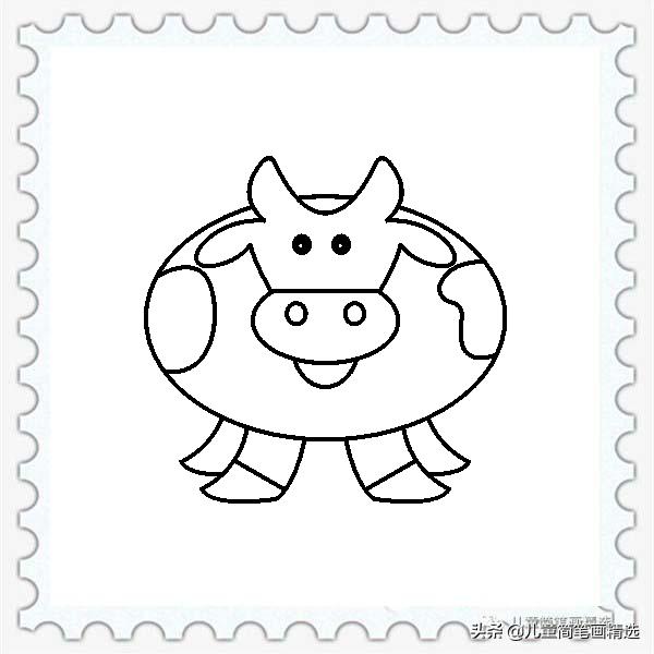 奶牛在吃草怎么画简笔画,如何画一只可爱的奶牛简笔画