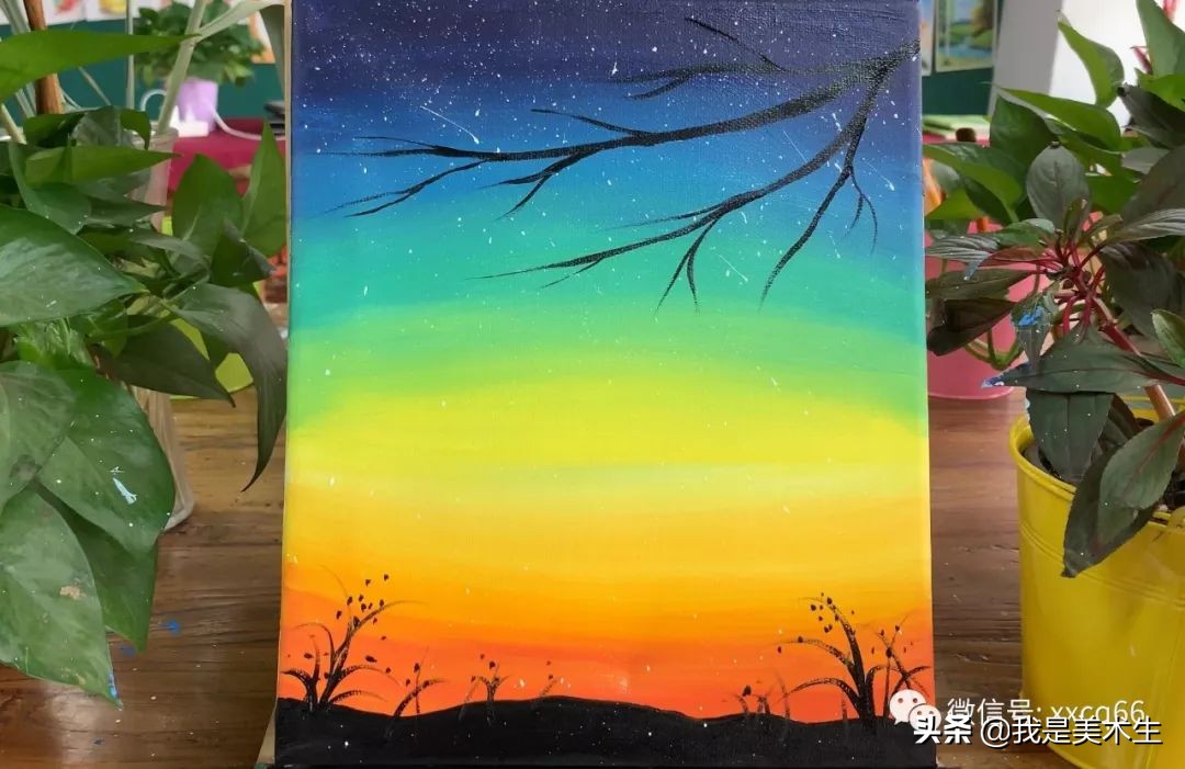 油画风景简单入门儿童,油画星空秋千怎么画