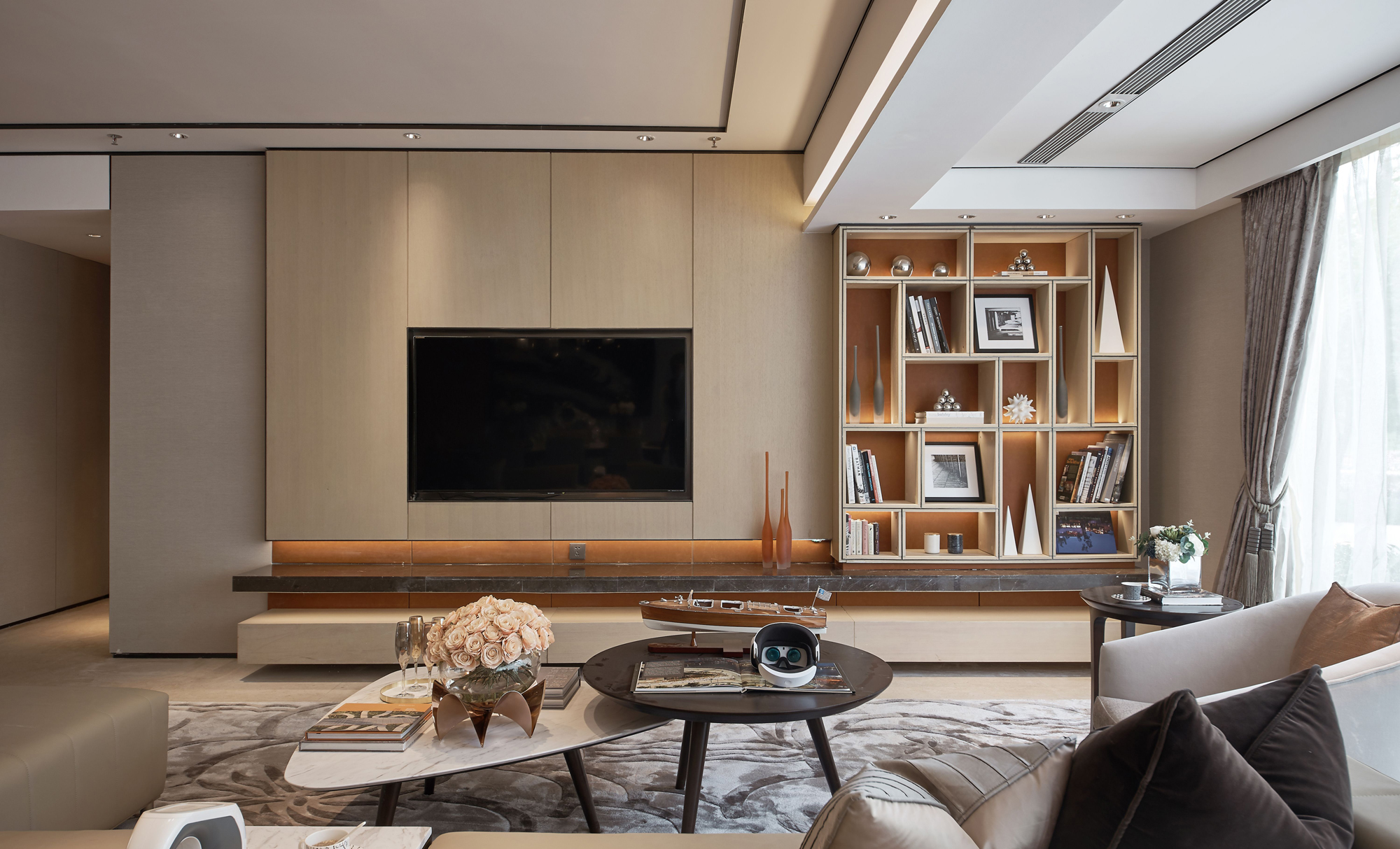 房子装修漂亮便捷的背景墙来啦,背景墙较短新中式效果图大全