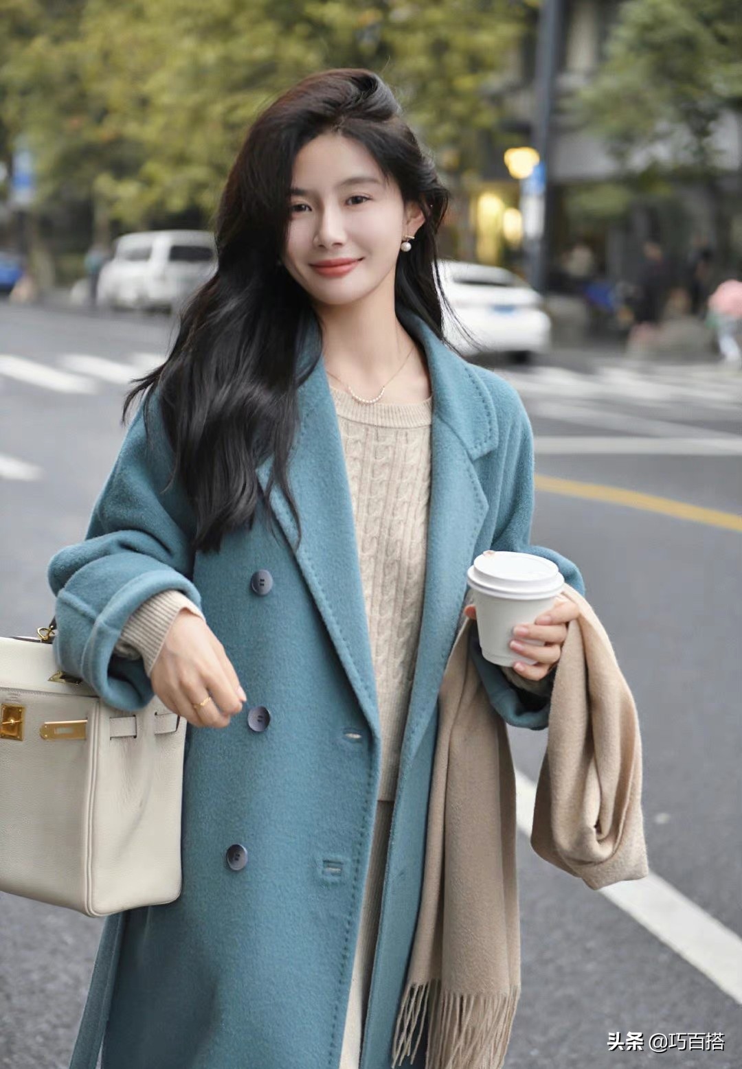 2020冬大气纯色呢大衣女收腰外套,秋冬必备哪种颜色大衣