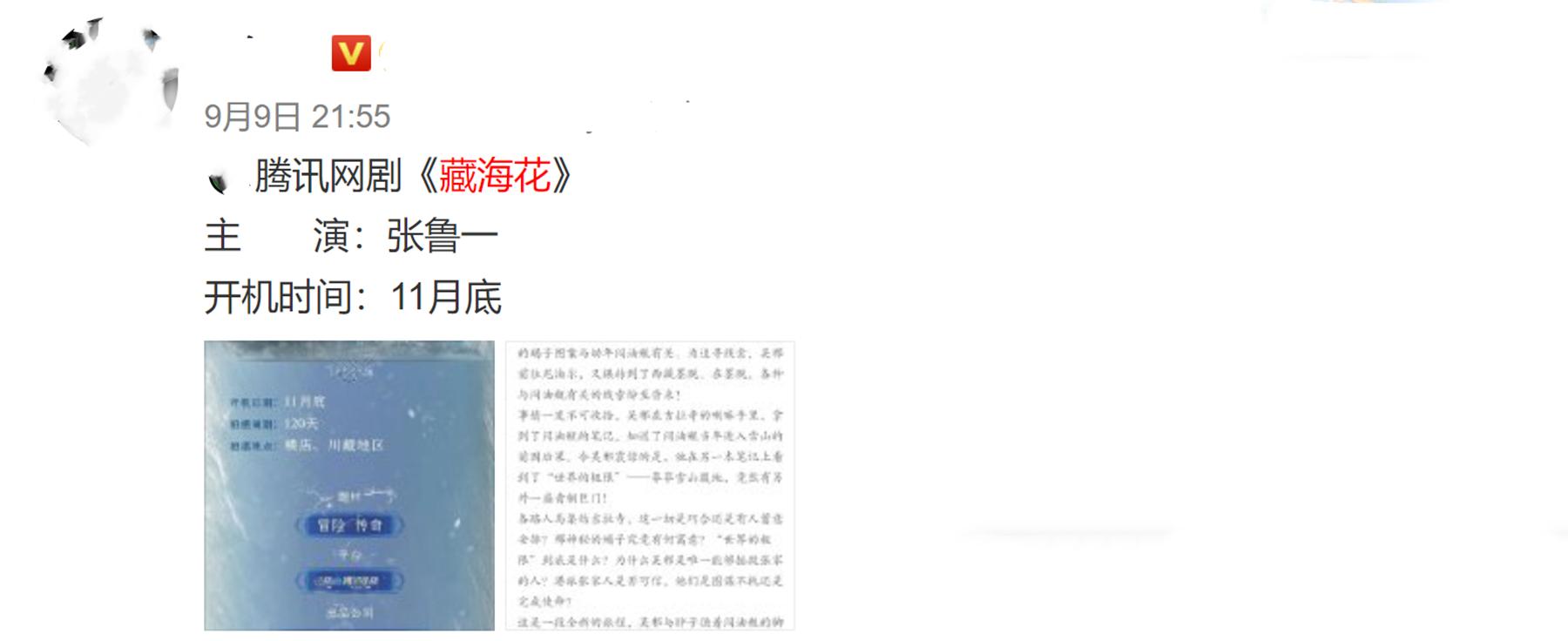 盗墓剧《藏海花》将拍,南派三叔任编剧,网曝张鲁一领衔