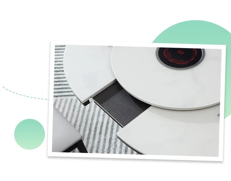 旋转伸缩餐桌岩板带电磁炉,可伸缩多功能电磁炉家用餐桌