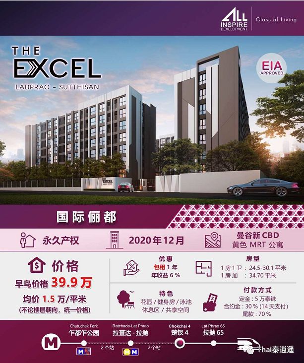 曼谷30平小户型公寓,曼谷总价25万的公寓