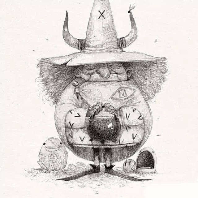 画动漫人物黑白插画素描,超级可爱的素描画