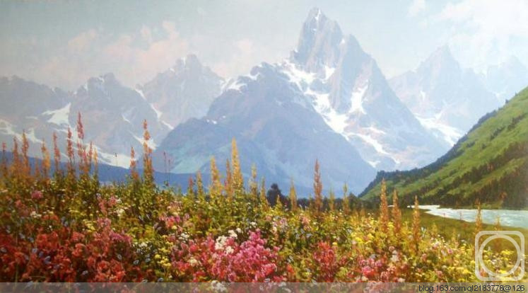 俄罗斯画家画水风景,俄罗斯远山风景油画100幅