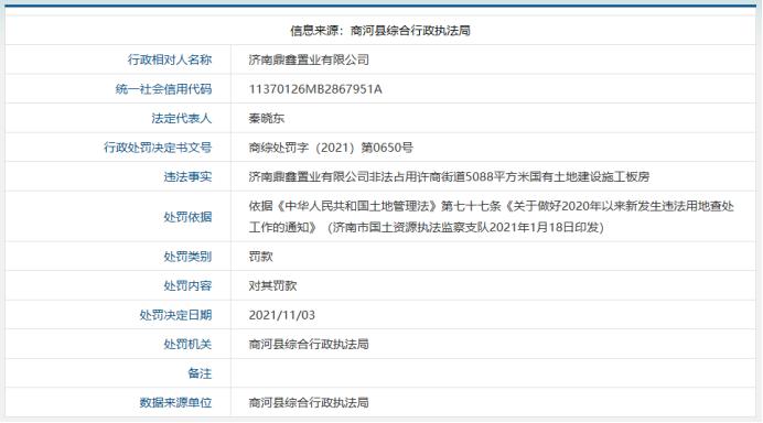 企业违法占地建设追责,违反规划建设行政处罚决定书
