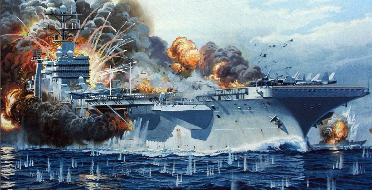 多艘航母在中国门口挑衅，不料成为陪练，若战时已成我军“猎物”