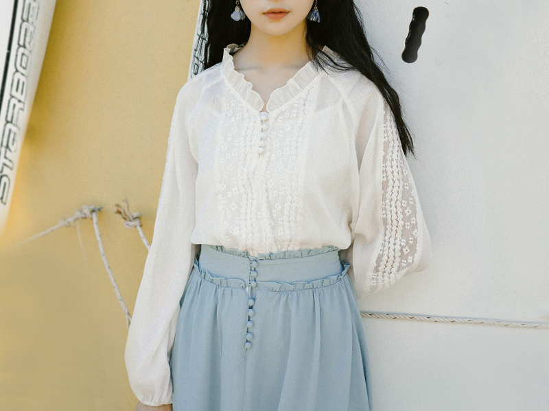 雪纺衫女时尚减龄仙气上衣,轻奢长袖雪纺衫仙气女连衣裙