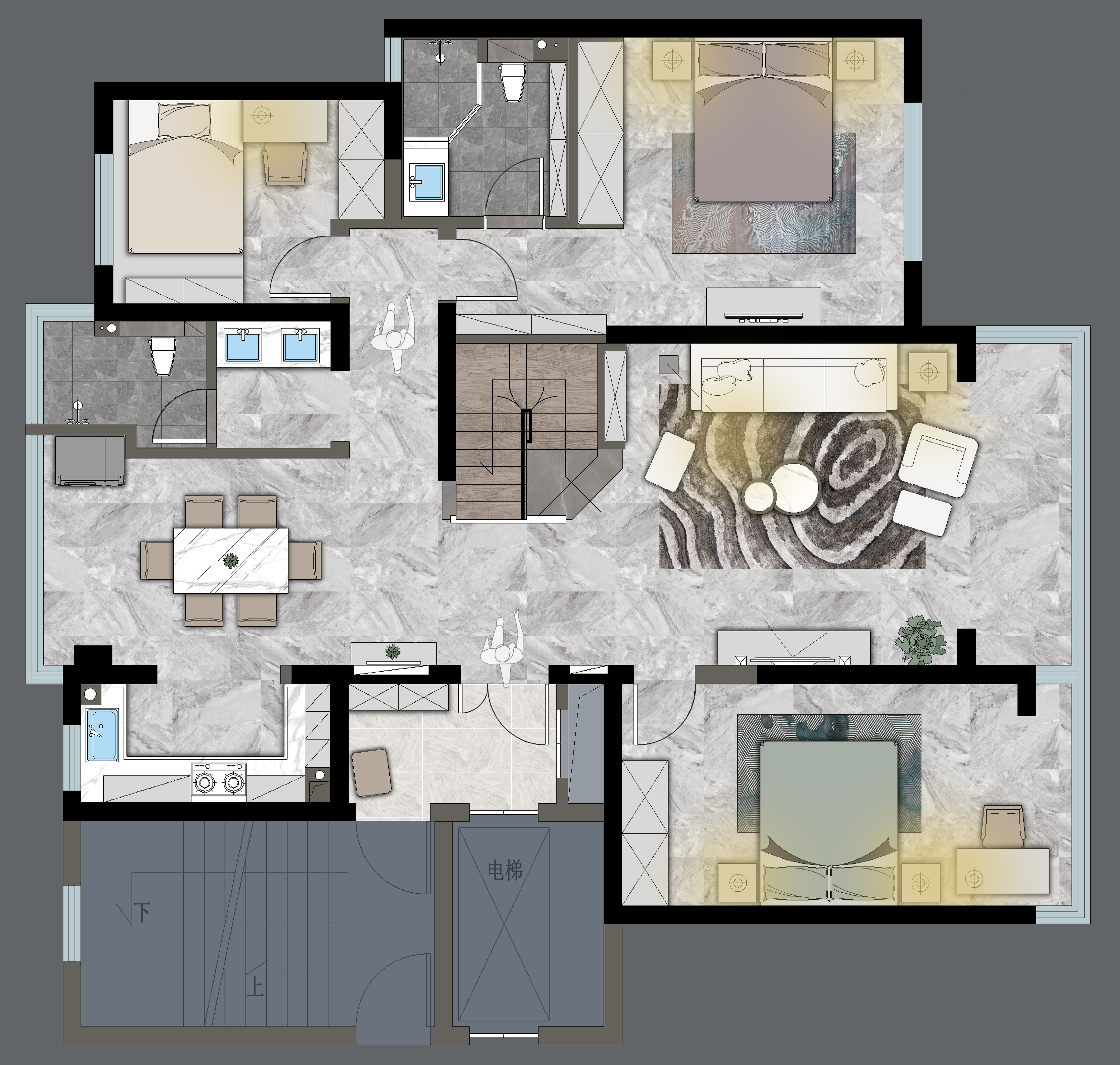 复式楼的楼梯在中间要怎么化解,复式楼梯位置布局设计