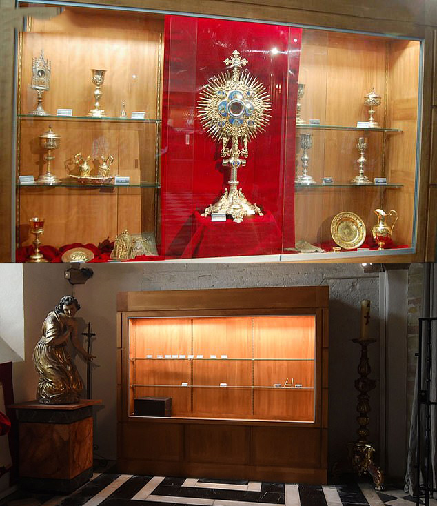 蟊贼在车前绑树干撞进教堂，抢走大量*物文**，却没认出“镇馆之宝”