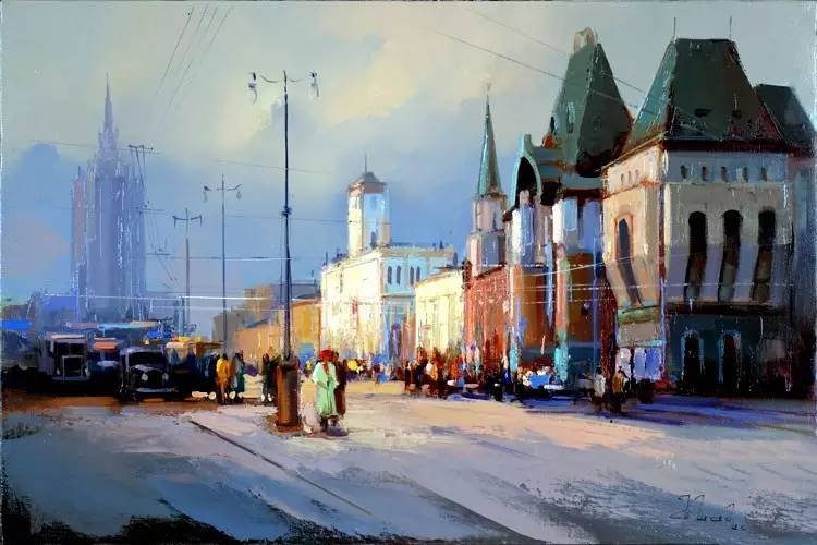 油画风景画氛围感,欧洲城市风景油画