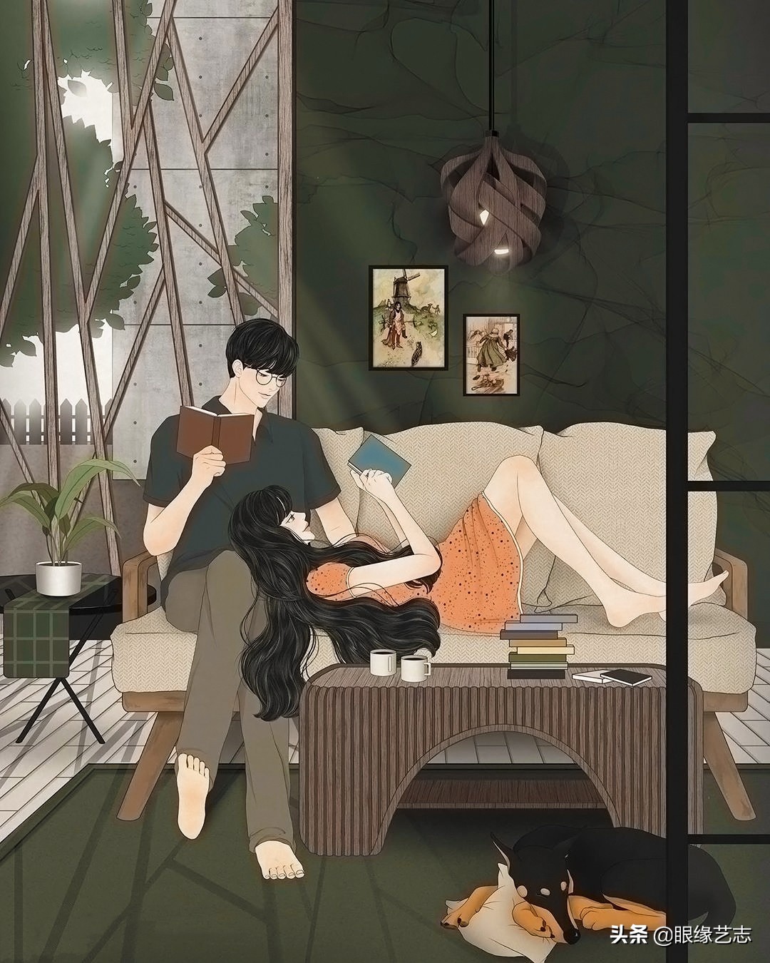 韩国插画温馨情侣,韩国插画幸福时光