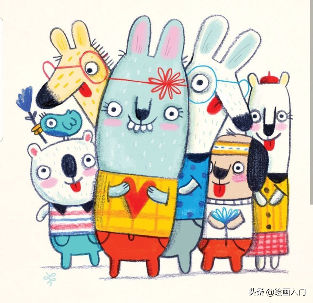 彩铅小动物插画简单,彩铅插画小动物手绘
