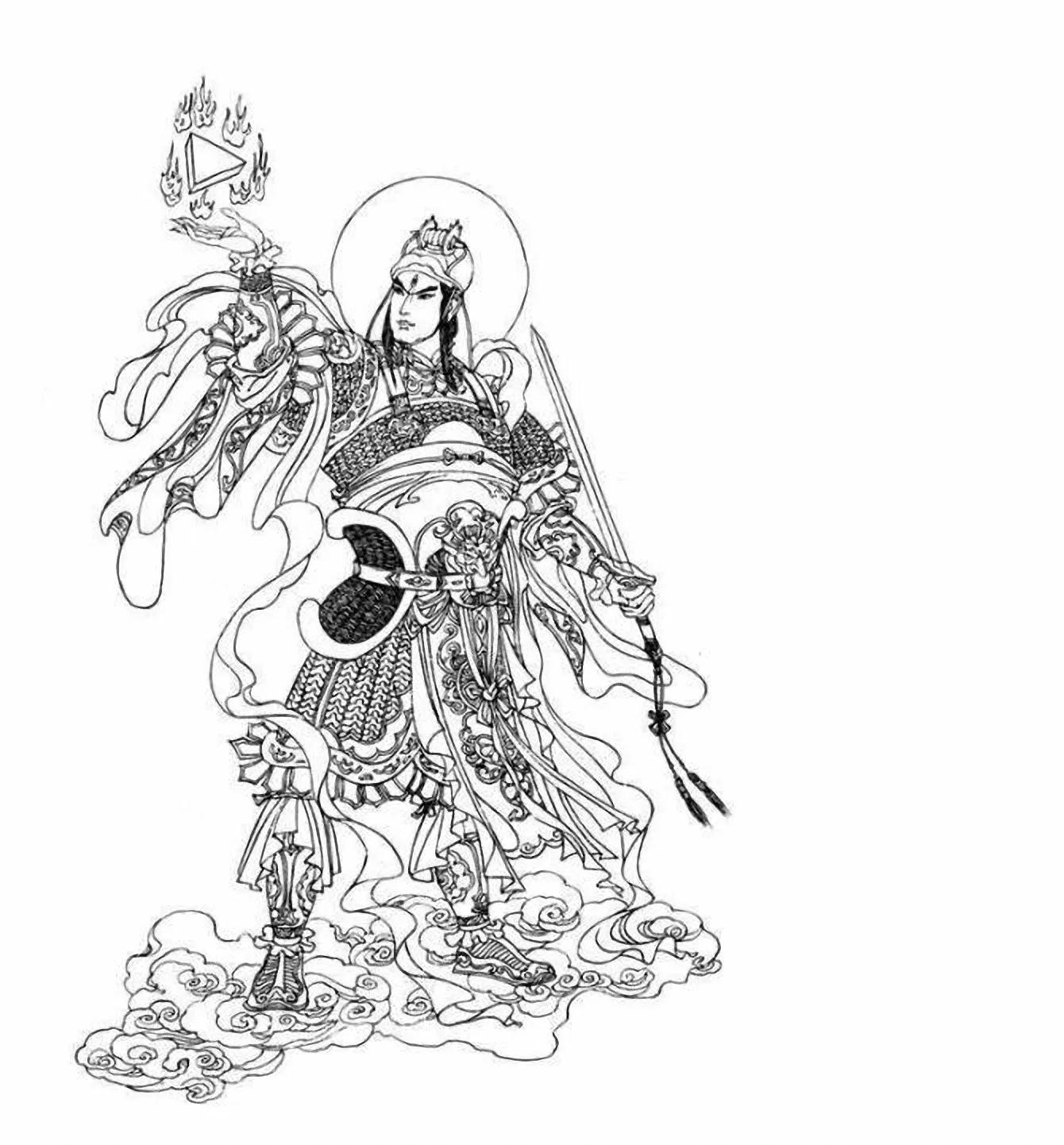 图谱神话人物工笔画白描,国画工笔人物白描图片大全大图