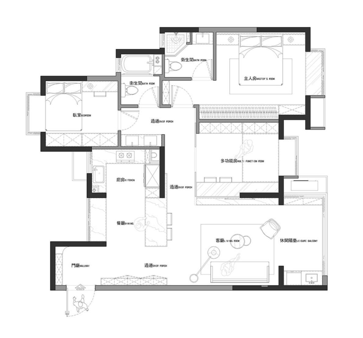不包门窗套效果,全屋不做门窗套