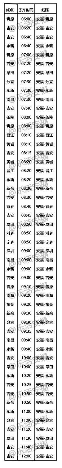 扩散!过年回家去哪坐车?安福汽运发车时刻表来了