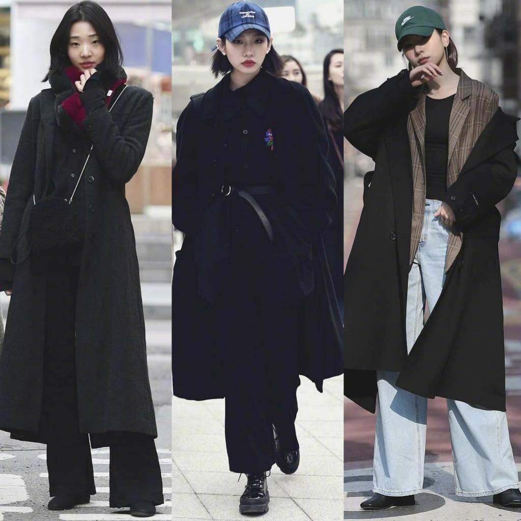 韩国小姐姐学院风大衣内搭,韩国穿大衣最好看的女人