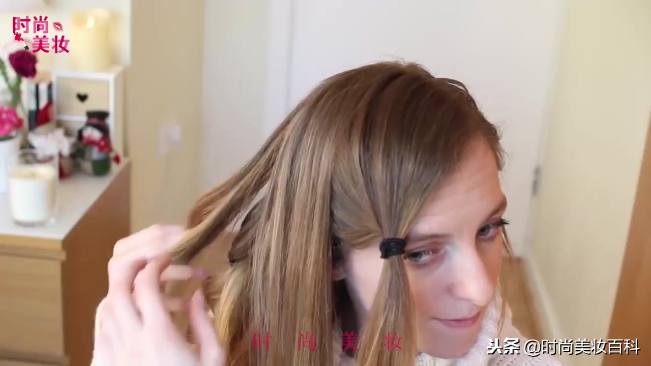 渔夫帽短发型编发教程,海边造型中短编发