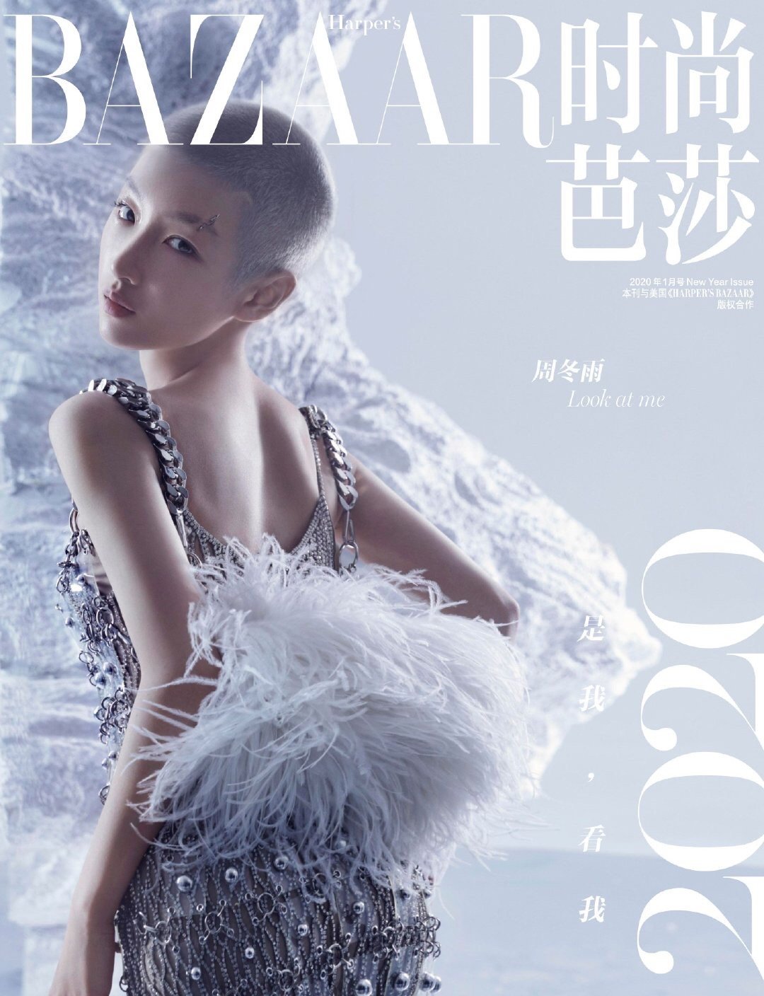 周冬雨银灰色寸头时尚感爆棚,周冬雨短发寸头