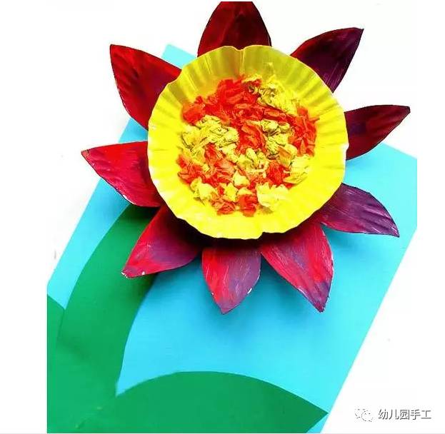 彩色一次性纸盘手工制作幼儿园,蛋糕盘子创意手工彩泥池塘