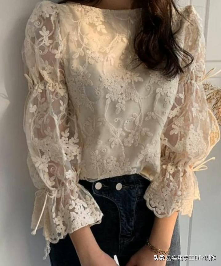 布艺裙子作品,手工蕾丝花边上衣
