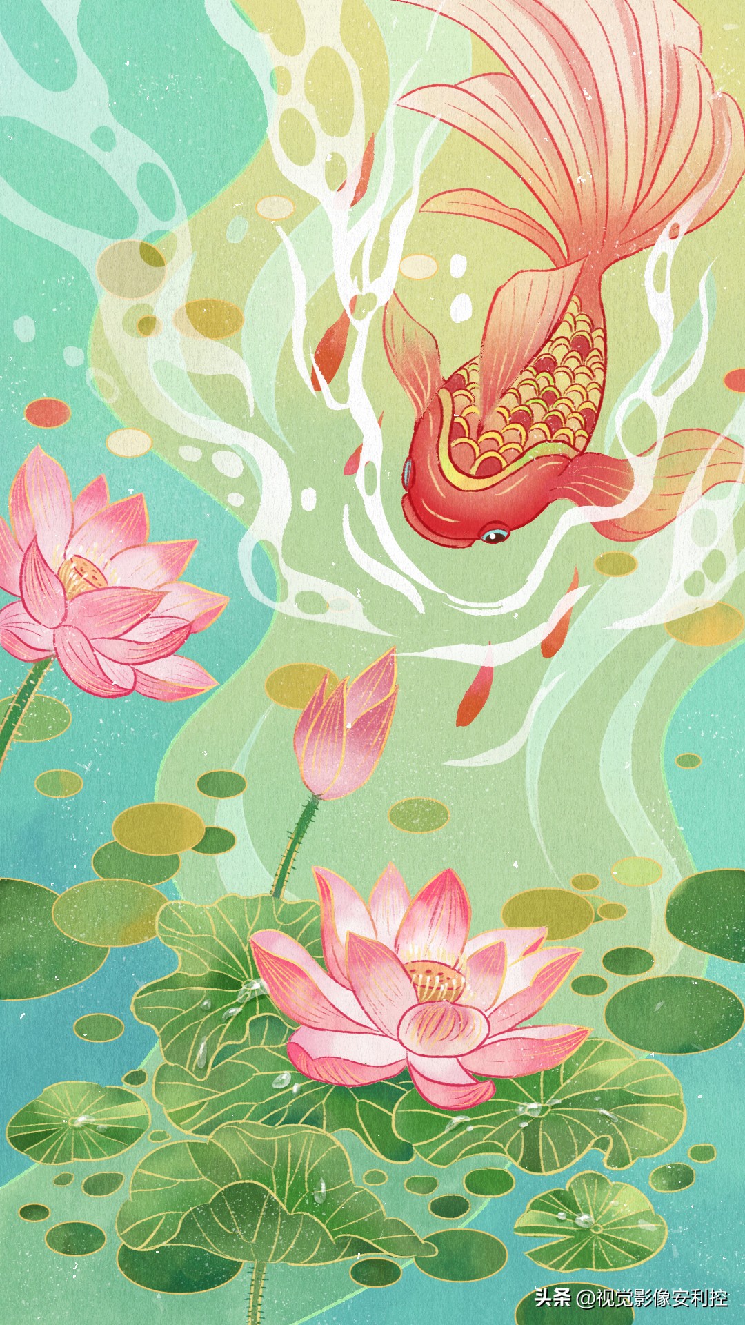 好运招财锦鲤图片壁纸,新年壁纸锦鲤附体好运滚滚而来