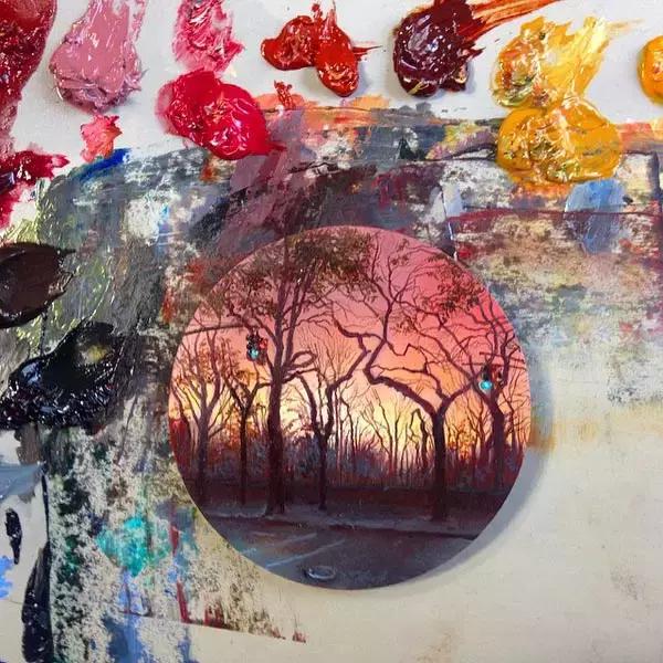 去艺术馆旅游回来画一幅画,油画风景随身带